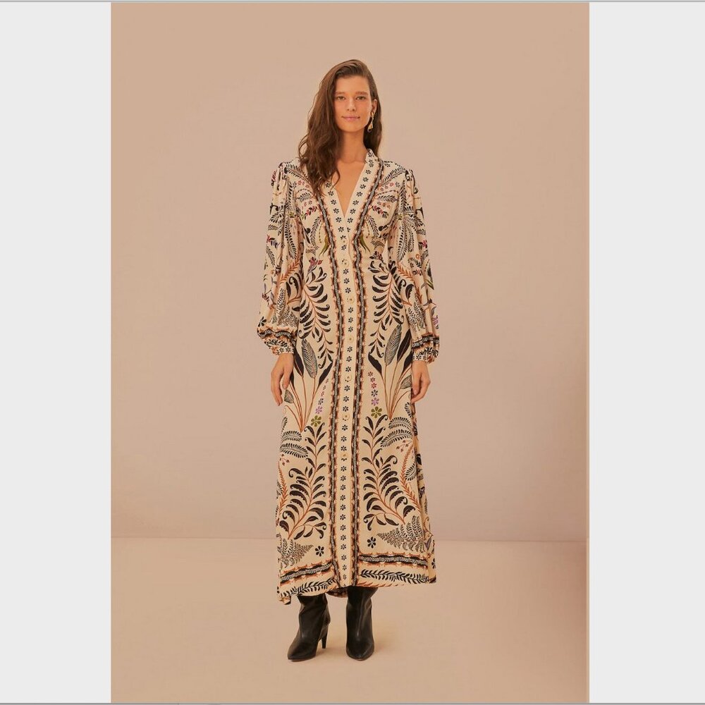 Worn Once FARM Rio Sand Classic Nature Maxi Dress Size XL